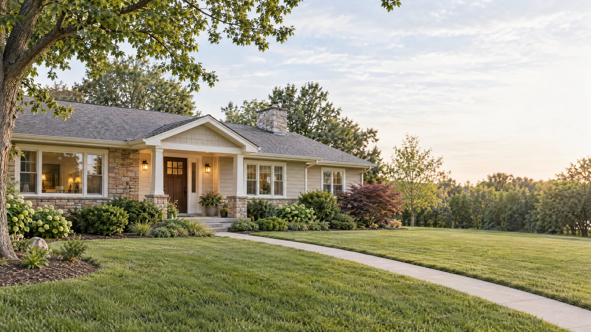 A well-kept single-story middle-market home with natural landscaping